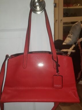 GUESS Red Structured Tote Bag with Tag